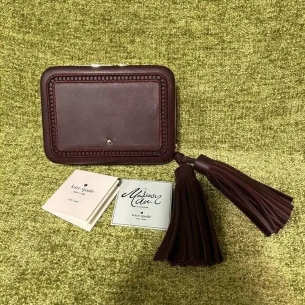 Kate Spade Madison Avenue Woodcrest Lane Zurie Tassel Floral Clutch Bag New